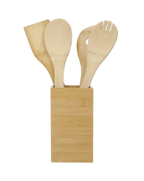 Ensemble d'ustensiles de cuisine et boîte en bambou 4 pièces Ensemble d'ustensiles de cuisine et boîte en bambou 4 pièces