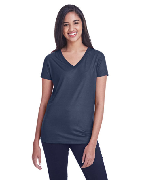T-shirt pour femme en jersey liquide à col en V de Threadfast T-shirt pour femme en jersey liquide à col en V de Threadfast