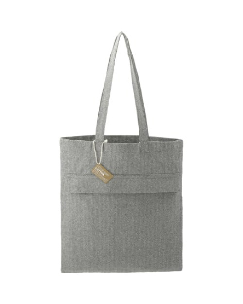 Cabas à chevrons en coton recyclé avec poche zippée Cabas à chevrons en coton recyclé avec poche zippée